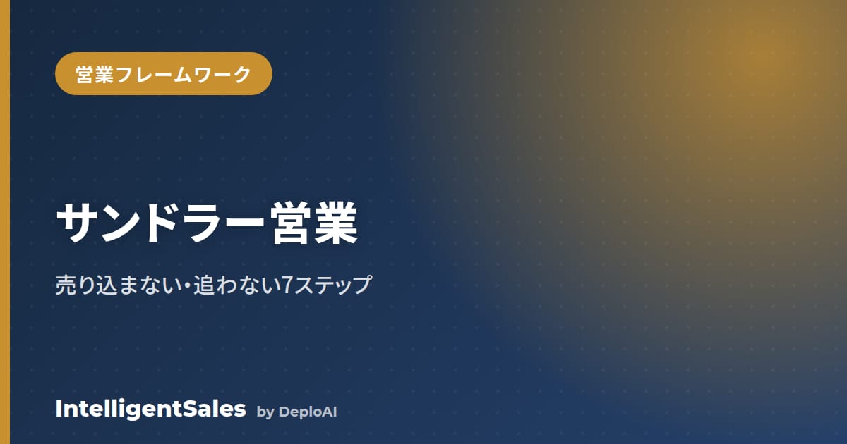 サンドラー営業（Sandler Selling System）とは？「売り込まない」7ステップを解説